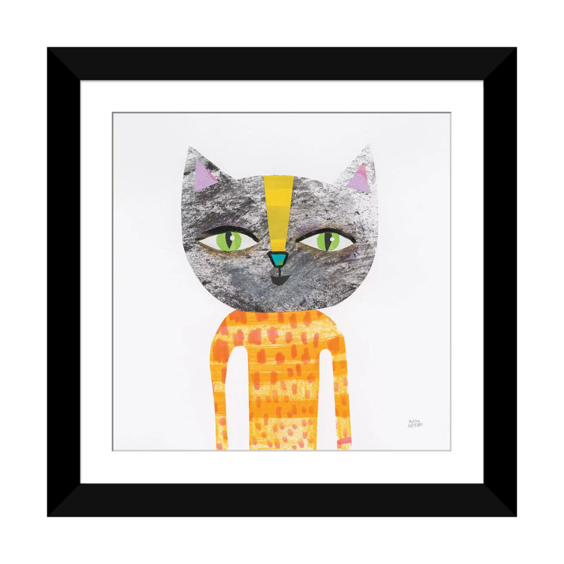 «Cool Cats I», art sur toile, H 16 po x l 16 po x P 1 po, Papier d'art encadré noir, Blanc