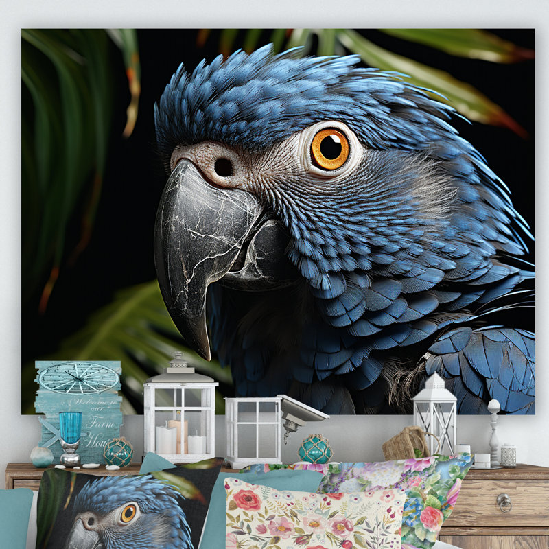 Perroquets, saphir, ciel, forêt tropicale, Toile tendue, H 16 po x l 32 po x P 1 po