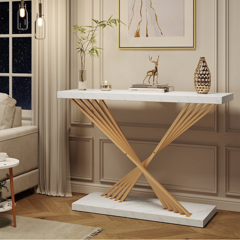 Gold Unique Style Entryway Console Table