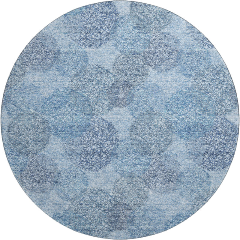 Tapis en denim de qualité supérieure lavable à la machine Prisco, Rond 8 pi