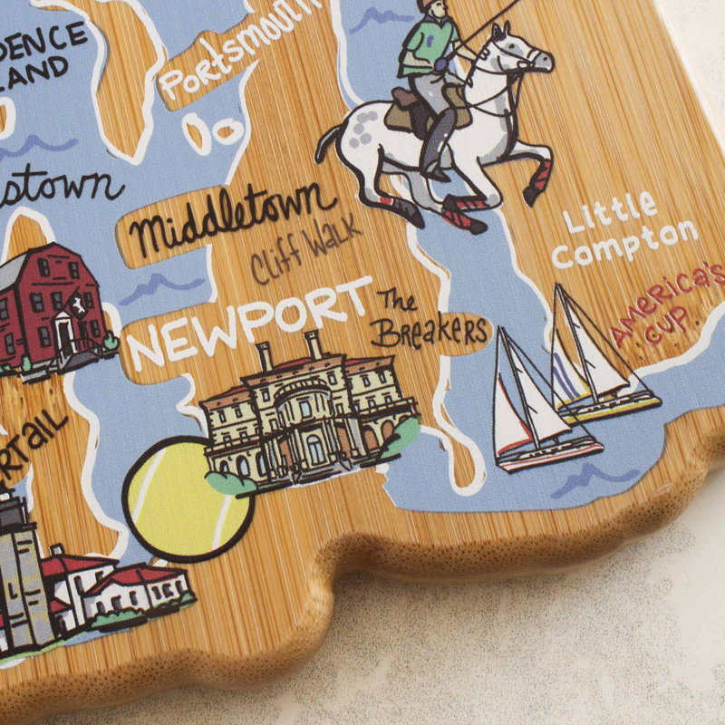 Planche à découper et à servir avec œuvre d'art R Kiss Island de Rhode Island
