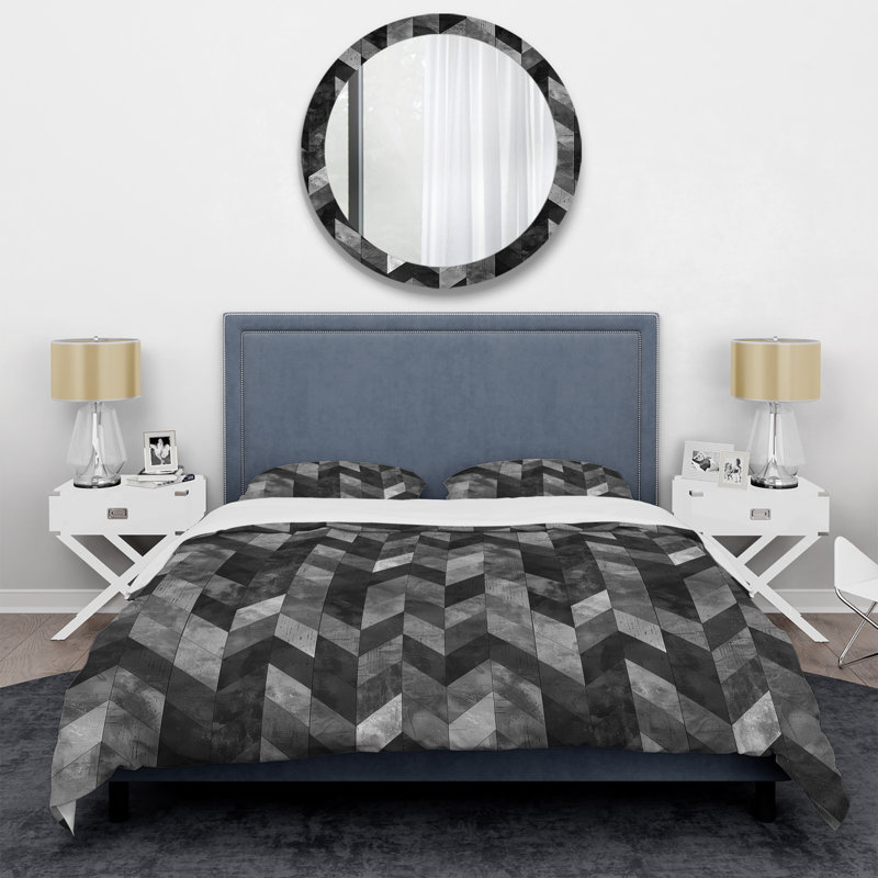 Ensemble de housse de couette moderne Gray Herringbone Flow VI - gris, Housse de couette très grand et 2 très grandes t