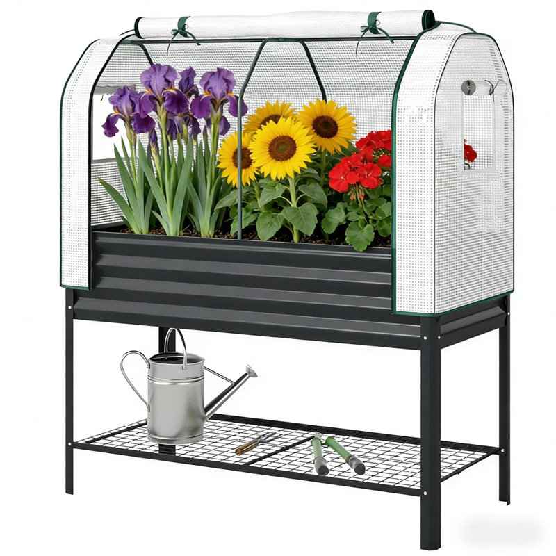 Outdoor Plant Boxs,Raised Garden Bed,Spacious Flower Boxs, Black