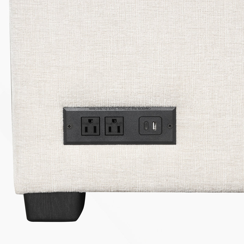 Canapé-lit modulaire en U de 108,6 po avec deux ports USB, deux prises de courant, trois coussins de dossier et une chaise de rangement
