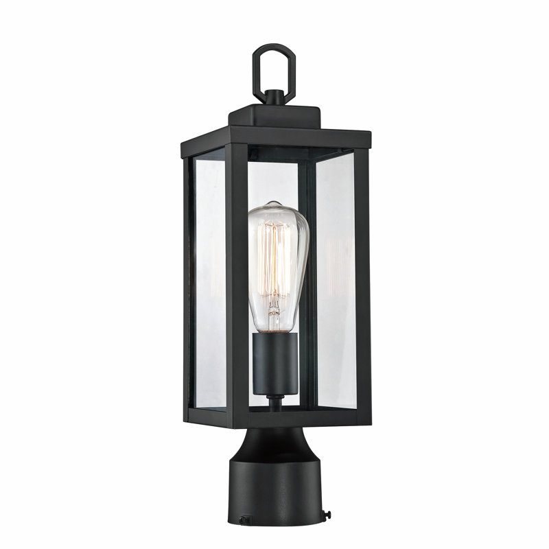 Topawa 1-light Outdoor Post Light Kits Head with Clear Glass Shade, Matte Black, 20.4"H x 6"W x 6"D