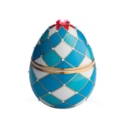 Bois De Roussie Candle 220Gr In Ceramic Light Blue Golden Stripes With Crystals