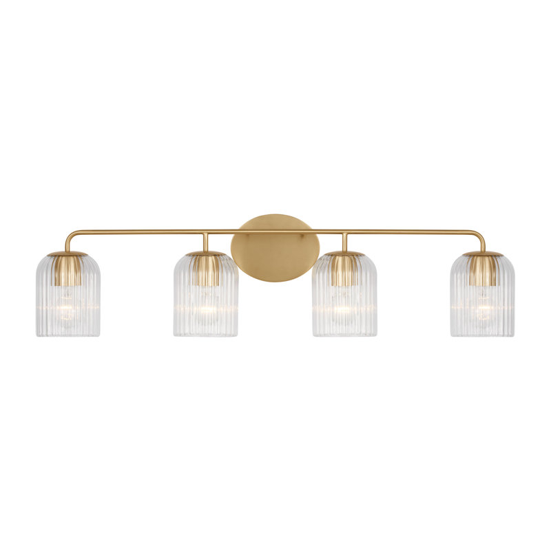 Eisele Large Vanity from Generation Lighting , Satin Brass, 8.75" H x 33.75" W x 6" D, 4 Lights