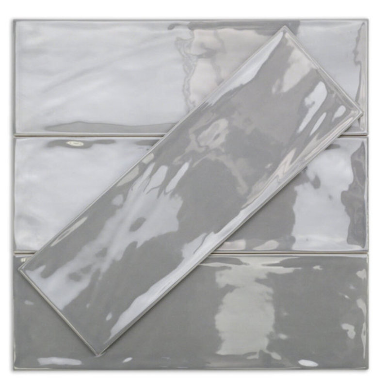 Santa Monica 4x12 Polished Ceramic Subway Tile, Gray