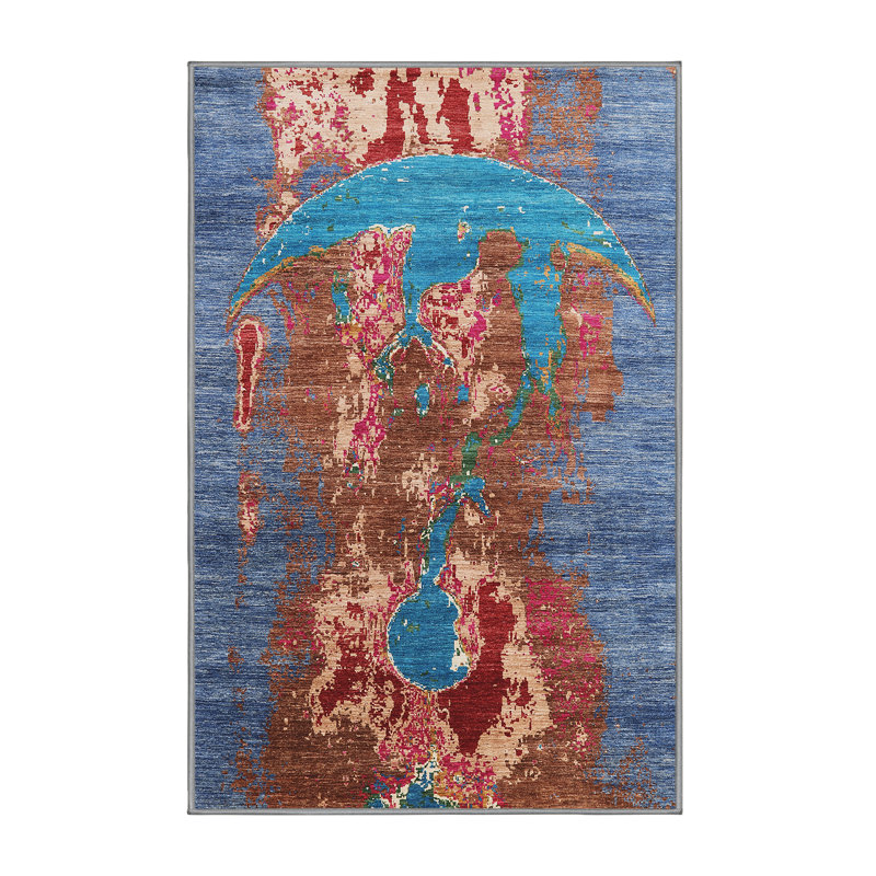 Tapis oriental rouge / bleu / brun, Rectangle 5 pi x 8 pi