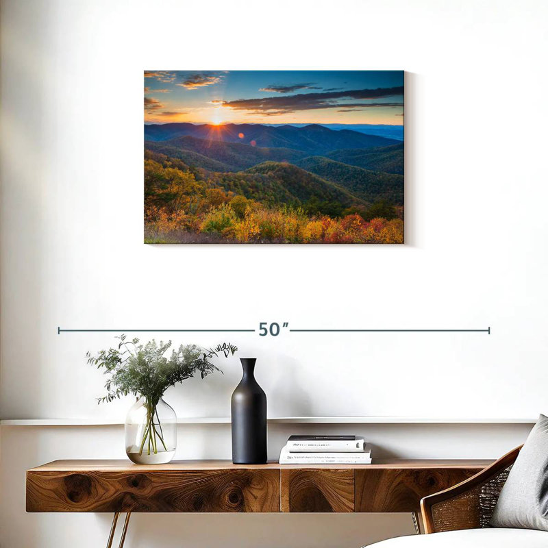 Alvord Autumn Sunset Blue Ridge Mountains, 20" H x 30" W