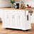 Large Embossed Textured Wheeled Kitchen Storage Island Cart with Rubber Wood Foldable Drop Leaf, Four Closed Storage Doors and Three Drawers, Four Stable Rolling Casters for Kitchen & Dining Room Storage Organization-2142097850