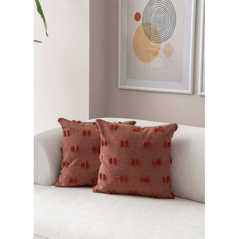 Elegant Cushion Cover Set (2 Pieces), Tile Red, 16.9 x 16.9 inches | 100% Polyester, Durable & Machine Washable | Perfect for Home Decor, Sofas, and Armchairs, Soft Touch Fabric for Comfort and Style