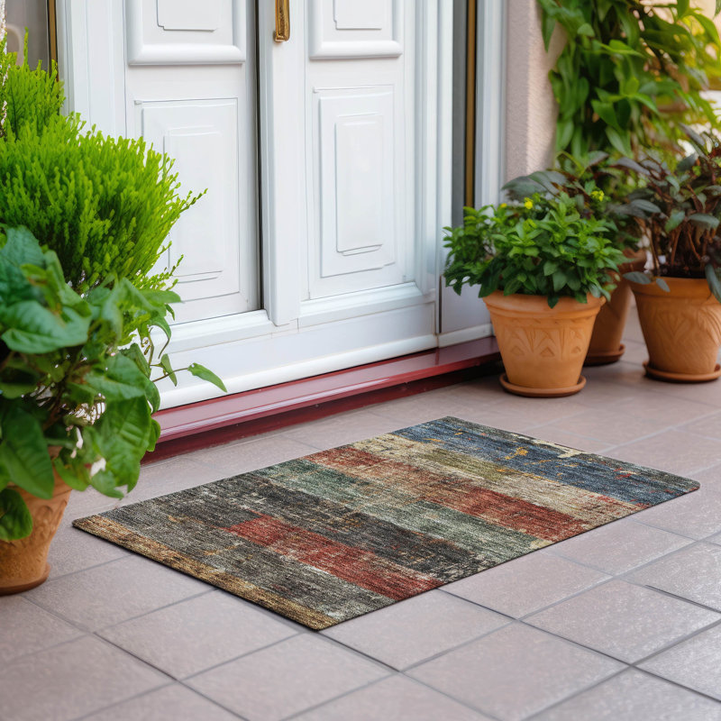 Machine Washable Indoor/Outdoor Cicel ACN1198 Fern Rug, Rectangle 1'8" x 2'6"