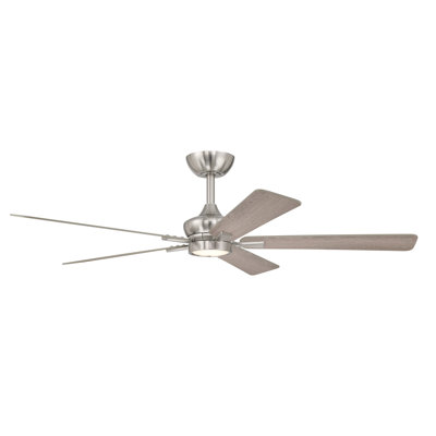 Rossby 52 in. Indoor Brushed Nickel Transitional Ceiling Fan with Integrated 3000K LED with Remote Control Included
