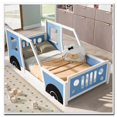 Lit plateforme en forme de voiture avec roulettes
