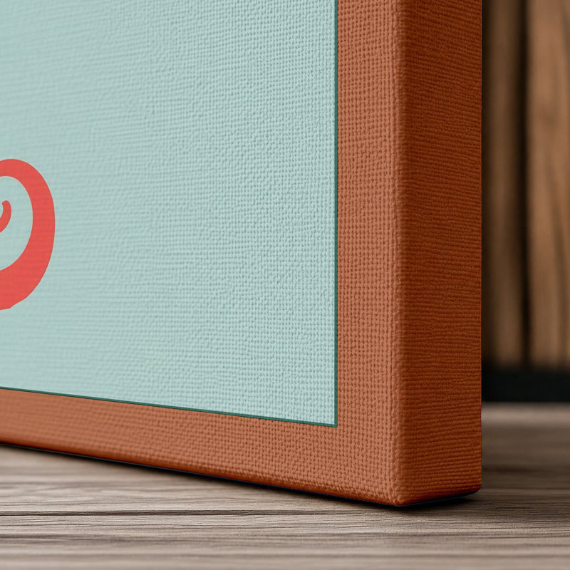 Coral Seahorse Coastal - Wrapped Canvas, 30x20 - 76.2 x 50.8 cm, Terracotta Border