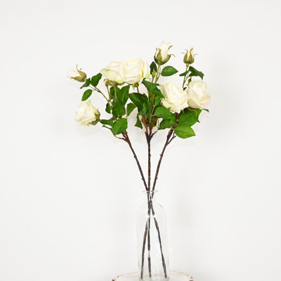 Arrangement floral de roses artificielles artificielles de 32 po dans un vase en verre avec de l'eau artificielle, branche de feuillage de campagne, jets de fleurs à longue tige pour la fête de mariage