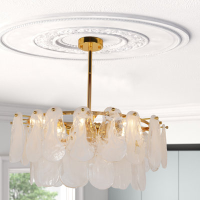 23.6" 6-Light Modern Gold Double-Layer Glass Chandelier