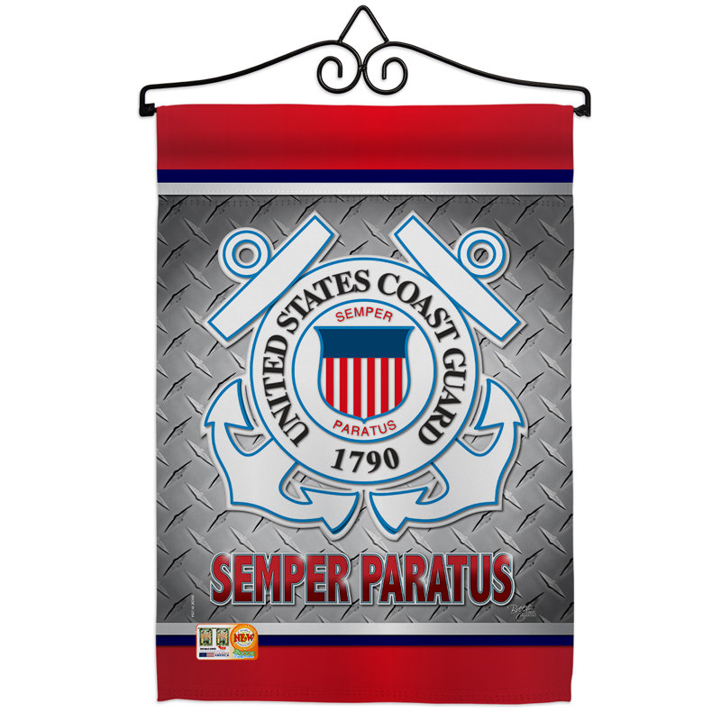 Impressions décoratives de polyester de 2 côtés 19 x 13 po ensemble de drapeau, Garde côtière des États-Unis