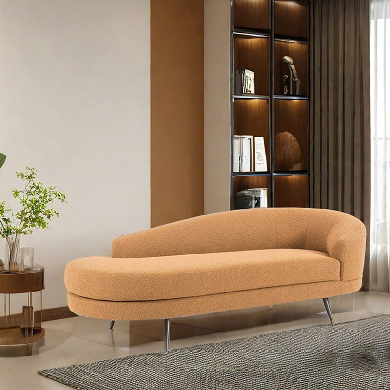 Chaise longue ergonomique rembourrée en molleton, Accoudoir à droite (vu de face)