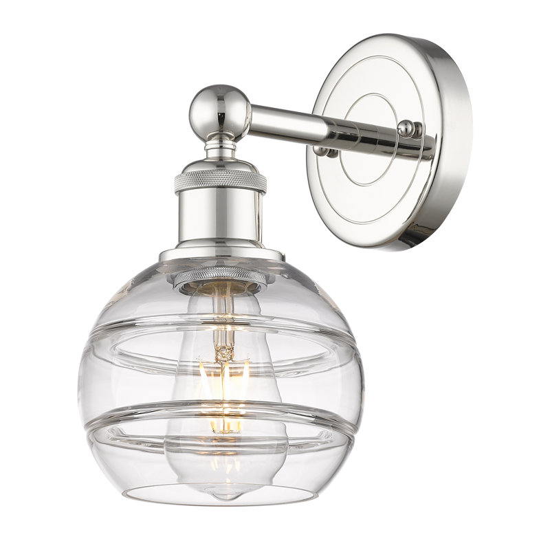 Applique murale 8 lumières Edison Bienes, Transparent, H 10,13 po x l 5,88 po x P 7,44 po, Nickel poli