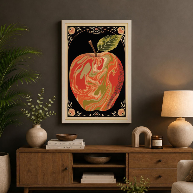 Gilded Apple Art Deco - Wrapped Canvas, 36x24 - 91.4 x 61.0 cm, Cream Border