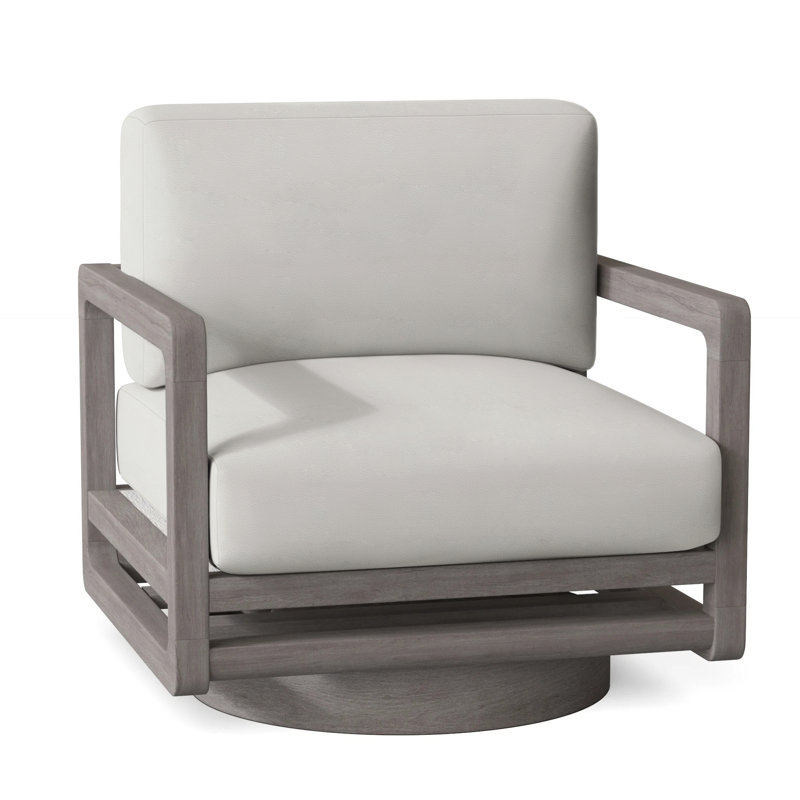 Tanah Teak Swivel Patio Chair with Cushions, Light Grey Vinyl 6503-010