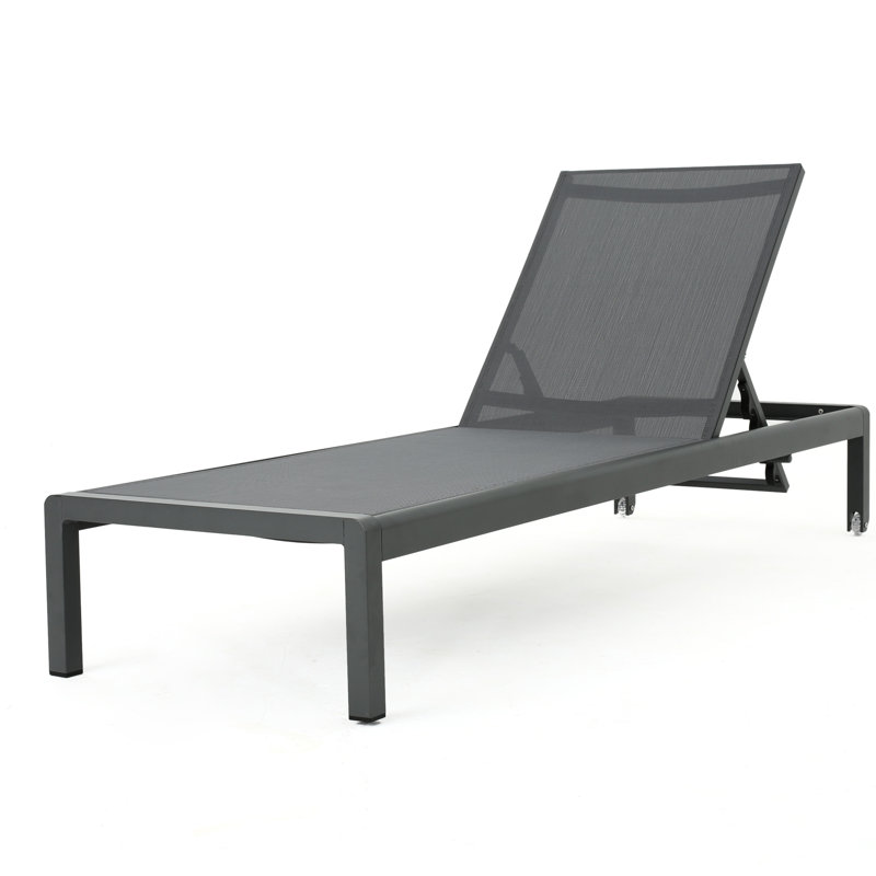 Gray Adjustable Chaise - Supportive & Comfortable Outdoor Chair Mesh Seat Durability