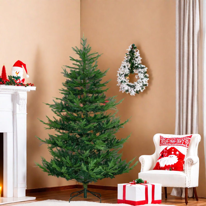 Sapins de Noël réalistes de 2,3 m (7,5 pi), pin nordique articulé en acier pour la maison