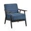 Chaise d'appoint avec velours bleu, structure en bois gris foncé, hauteur de bras de 23 po, chaise de salon en velours, structure solide et contreplaqué, transitionnel, capacité de charge de 300 lb