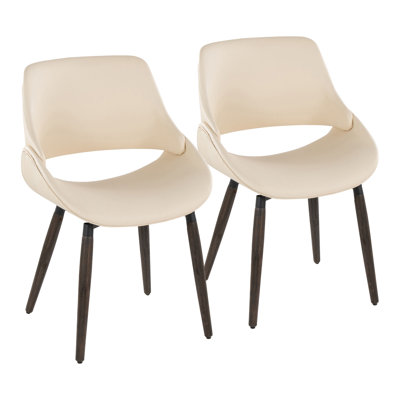 Najrin Faux Leather Chair with Farmhouse Wood Legs (Set of 2)