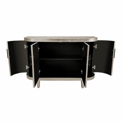Buffet moderne incurvé de 47,2 po avec 4 portes et tablettes intérieures réglables pour le salon, la cuisine, la chambre à coucher et le couloir Champagne