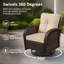 Ensemble de 3 fauteuils à bascule pivotants en résine tressée avec table d'appoint et coussin beige, ensemble de conversation moderne pour véranda, terrasse, balcon et jardin-1481442055