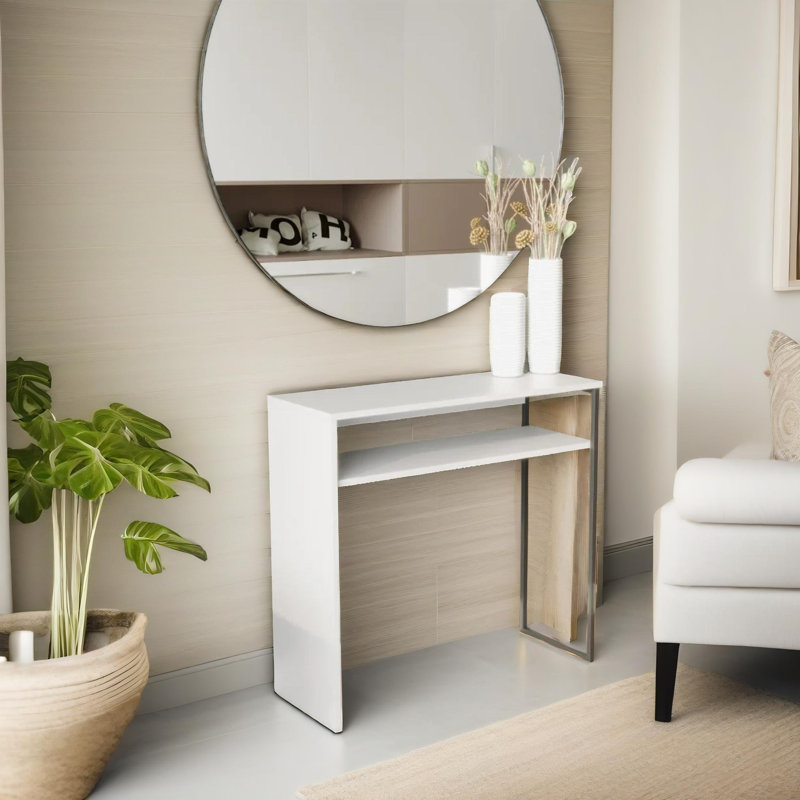 Pacquette 80cm Slim Narrow Console Table Entryway Hallway Furniture Living Room, White