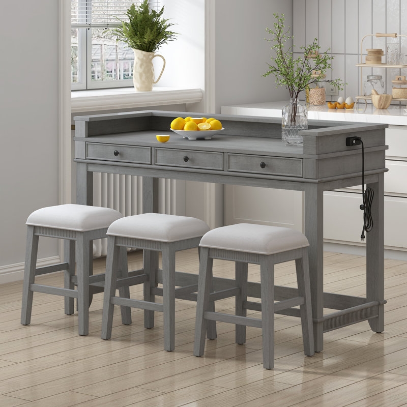 Ensemble de table de salle à manger avec 3 tiroirs de rangement, idéal pour les petits espaces et les cuisines modernes