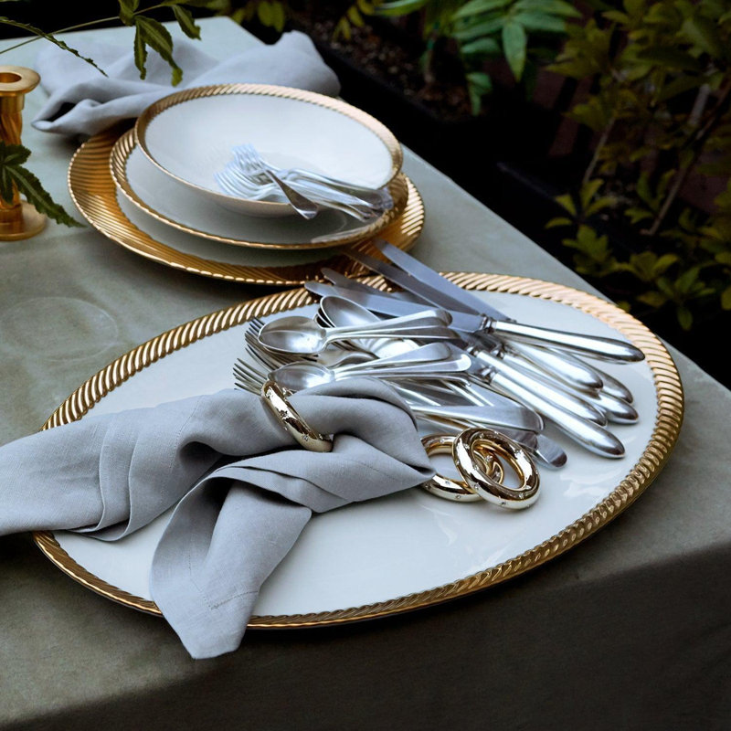 Corde Gold Serving Bowl Large, White/Gold