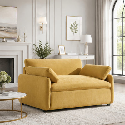 Fauteuil surdimensionné en chenille simple, fauteuil d'appoint large et profond, fauteuil rembourré moderne et confortable, canapé-lit avec coussins pour le salon et l’appartement