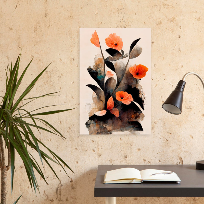 Art contemporain, art floral abstrait, H 24 po x l 16 po