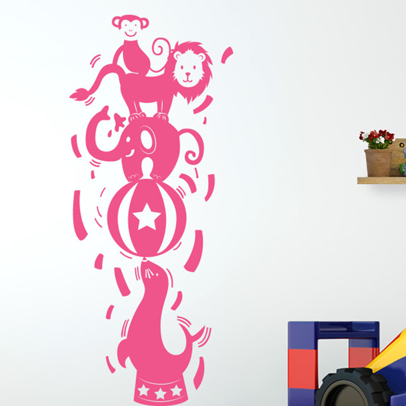 Animals Wall Decal, Pink