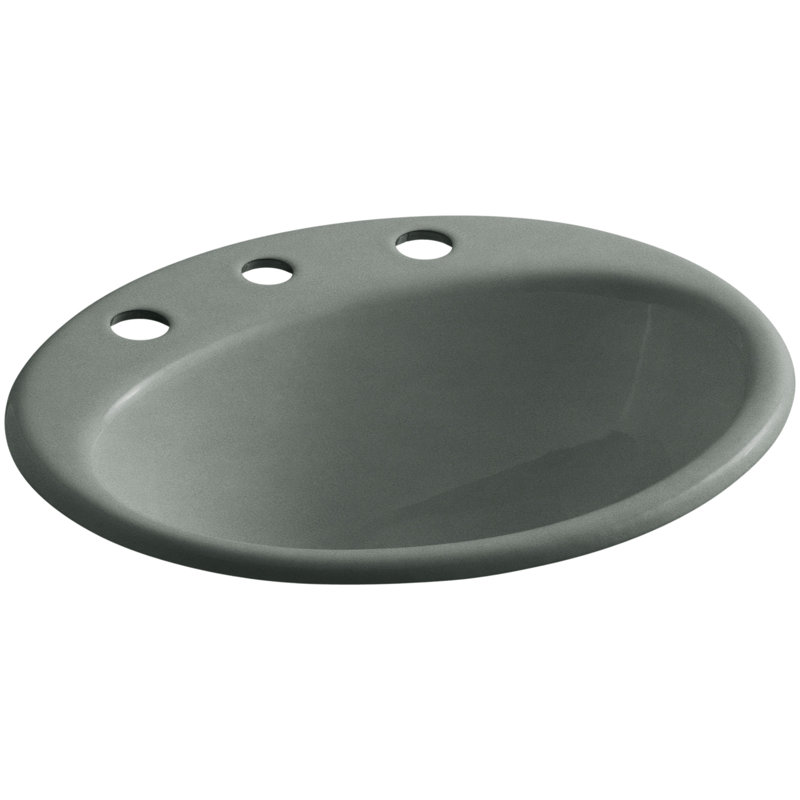 Lavabo de salle de bain ovale encastrable avec trop-plein Farmington, Basalte, 4 po au centre