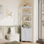 Grande étagère d'angle à 5 niveaux avec rangement, blanc, support de bibliothèque avec clôture de protection, armoire de rangement d'angle pour le salon