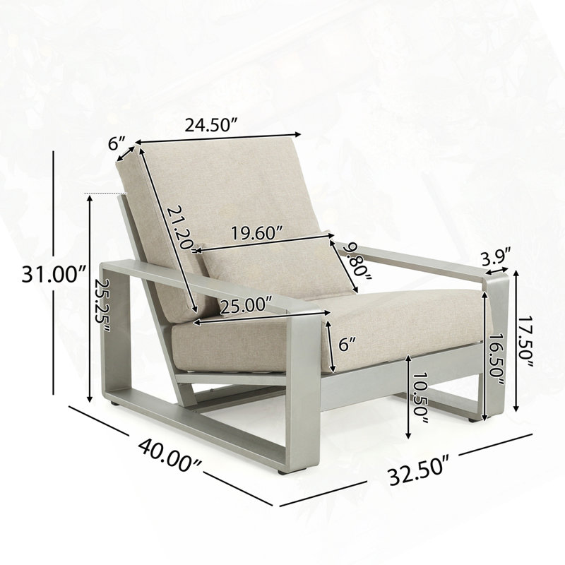 Méridienne d'extérieur et d'intérieur en aluminium, Coussin beige / structure argentée