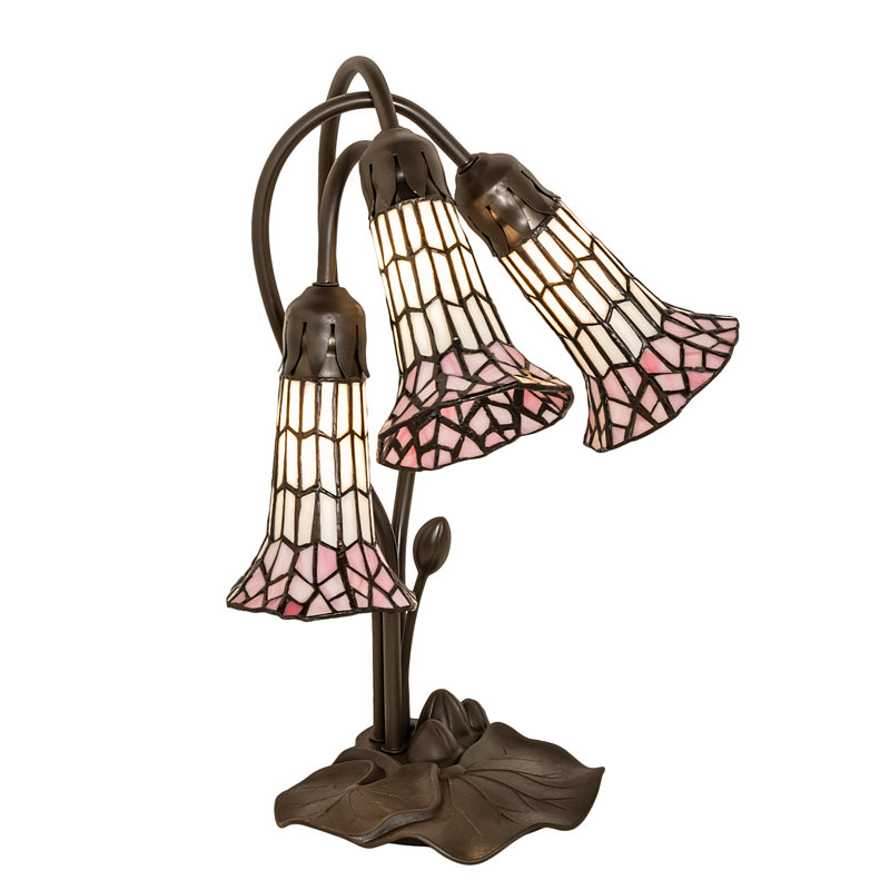 Lampe d'appoint 3 lumières 16 po, Blanc / rose