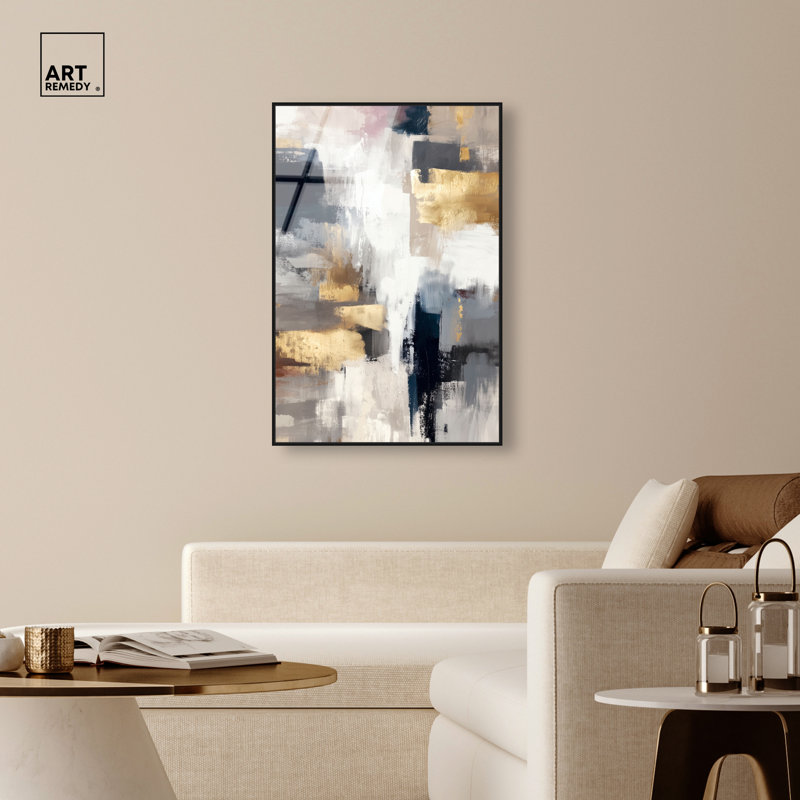 Décoration murale de bureau encadrée en acrylique doré, impression encadrée par Art Remedy, cadre noir, 30 x 45, Cadre noir