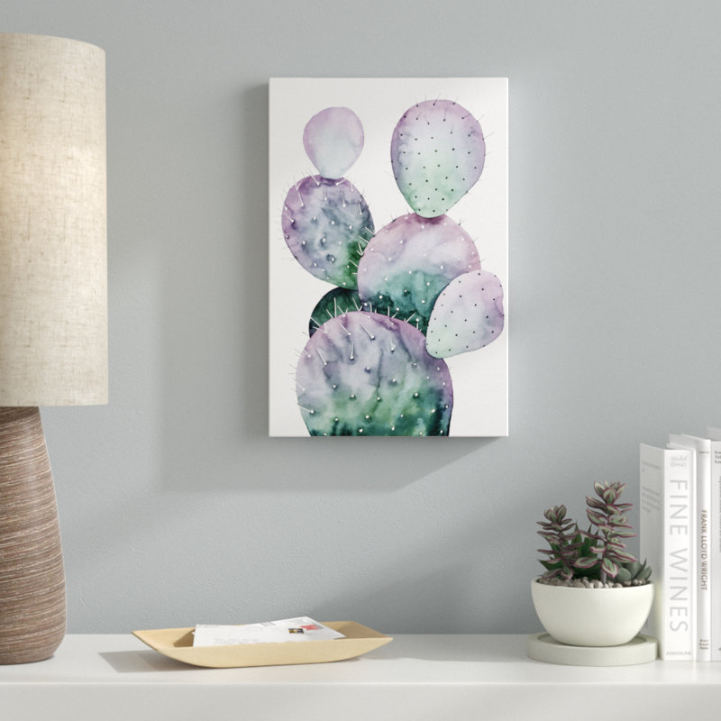 "Cactus mauve II" par Grace Popp, reproduction d'art sur toile, H 18 po x l 12 po, Toile tendue