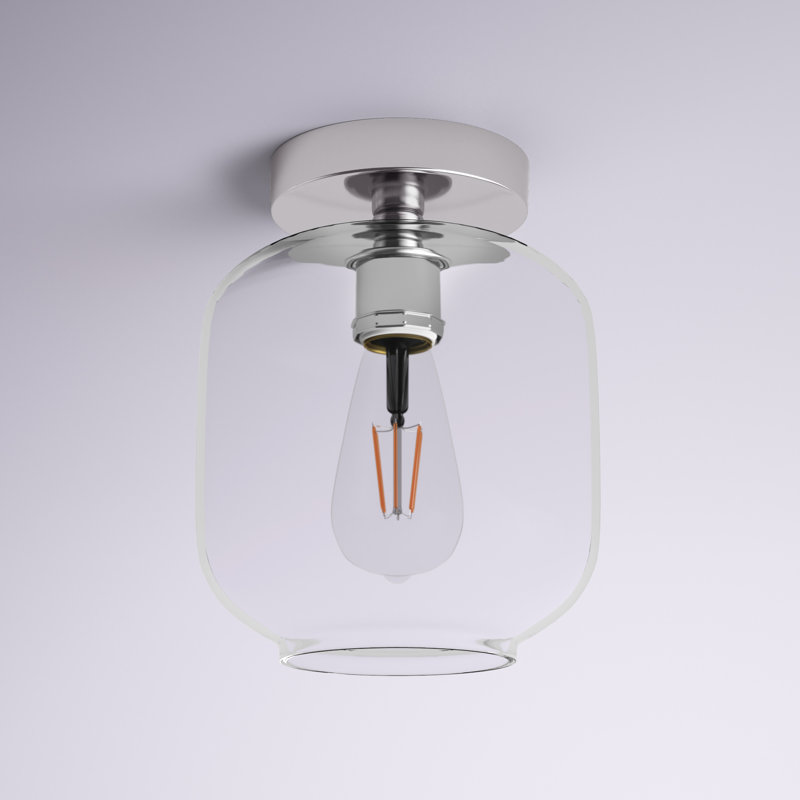 Drinkard Glass Flush Mount, Clear, Chrome