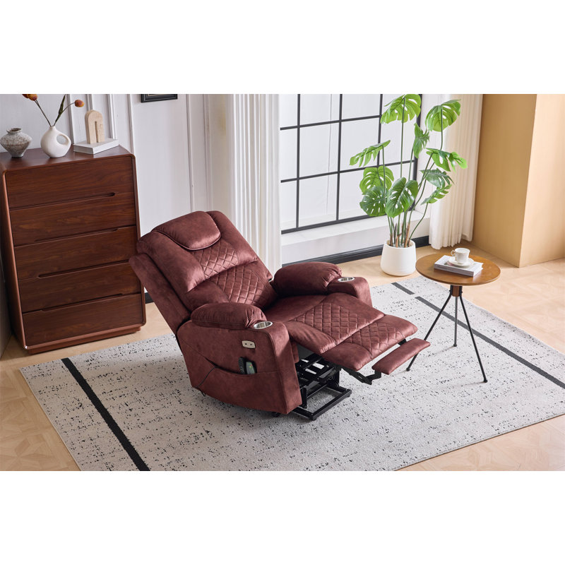 Fauteuil de massage inclinable surdimensionné pour personnes âgées, Reddish Brown