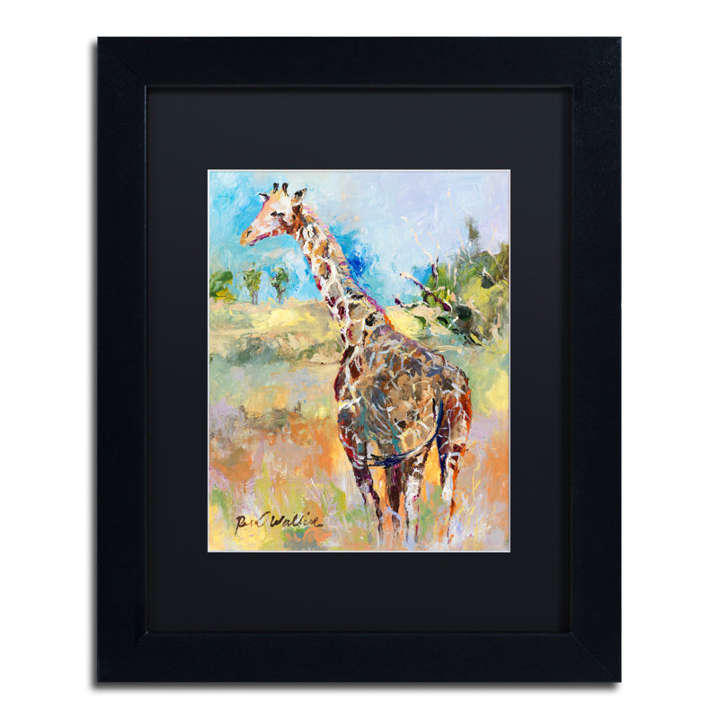 « giraffe », reproduction sur toile, H 14 po x l 11 po x P 0,5 po, Noir, Cadre noir