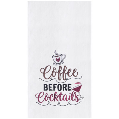 Serviette de cuisine café en coton brodé