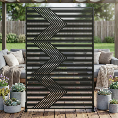 72" H x 47" W Metal Freestanding Outdoor Privacy Screen Garden Fence Panel for Patio, Balconies, and Pools
